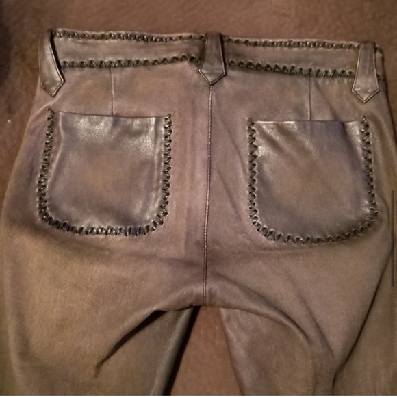 *RESERVED* Rare Authenticated Leather Whip Stitch Jeans - Picture 4 of 16